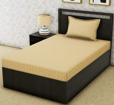 RRC 144 TC Microfiber Single Printed Flat Bedsheet(Pack of 1, Beige)