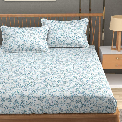 TURIYA 180 TC Cotton Double Self Design Fitted (Elastic) Bedsheet(Pack of 1, Multicolor)