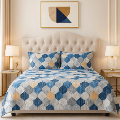 ELEGANT WEAVERS Microfiber Double Flat 144 TC Printed Bedsheet(Pack of 1, Capri)