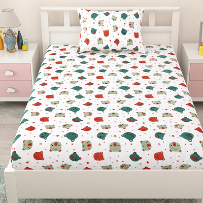 Mafatlal Cotton Single Flat 144 TC Printed Bedsheet(Pack of 1, Red)