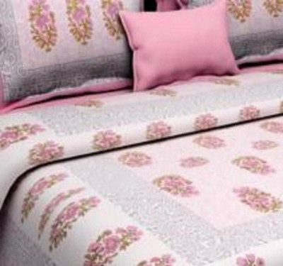 Yash Textile Cotton Double Flat 104 TC Jaipuri Prints Bedsheet(Pack of 2, Multicolor)