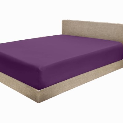 Boxigo 300 TC Cotton Single Solid Fitted (Elastic) Bedsheet(Pack of 1, Purple)