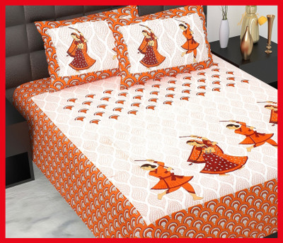 JAIPUR PRINTS Cotton Double Flat 230 TC Jaipuri Prints Bedsheet(Pack of 1, Brown)