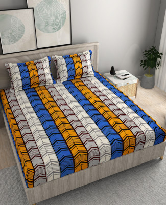 STAR TEX 180 TC Microfiber Queen Abstract Flat Bedsheet(Pack of 1, Multicolor)