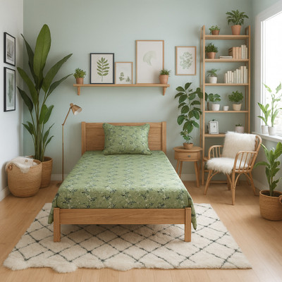 SCHp Cotton Single Flat 320 TC Printed Bedsheet(Pack of 1, B_47)