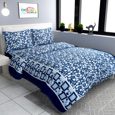 MORADO 200 TC Microfiber Double Geometric Flat Bedsheet(Pack of 1, Grey)