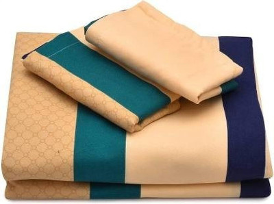 ABC Cotton Double Fitted (Elastic) 144 TC Printed Bedsheet(Pack of 1, Multicolor)