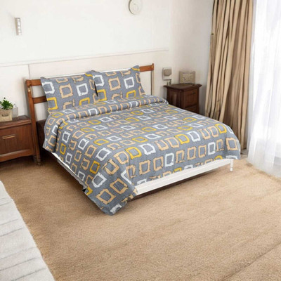 YASHI DÉCOR 100 TC Polyester Double Printed Flat Bedsheet(Pack of 1, Grey)