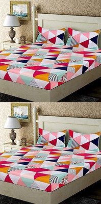 Makhija Cotton Double Flat 210 TC Printed Bedsheet(Pack of 2, Multicolor)