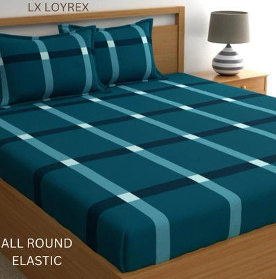 LX LOYREX 250 TC Cotton King Printed Fitted (Elastic) Bedsheet(Pack of 1, YELLOW HG56, MULTICOLOR008)