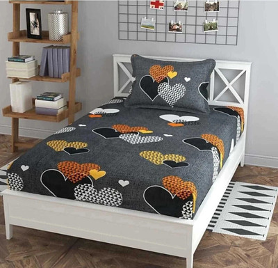 TYLORSTYLE 160 TC Polycotton Single Printed Flat Bedsheet(Pack of 1, Dark Gray)