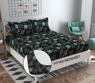 A11 M@LL 180 TC Cotton Queen 3D Printed Fitted (Elastic) Bedsheet(Pack of 1, Multicolor)