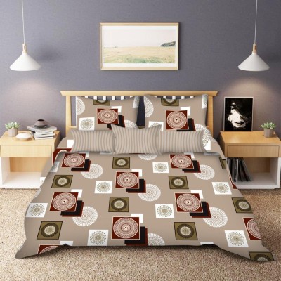 TBP 110 TC Polycotton Double 3D Printed Flat Bedsheet(Pack of 1, Cream)