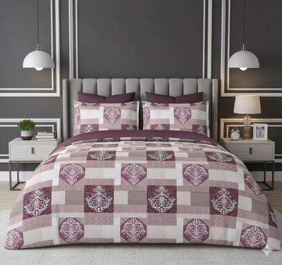 S K HANDLOOM Cotton Double Flat 170 TC Printed Bedsheet(Pack of 1, Pink)