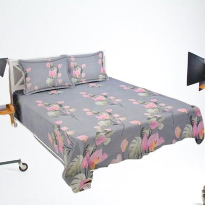 LA MANTTA 160 TC Cotton Double 3D Printed Flat Bedsheet(Pack of 1, Multicolor)