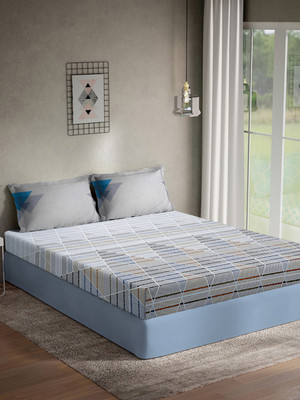 Klotthe 300 TC Cotton King Printed Flat Bedsheet(Pack of 1, Multicolor)