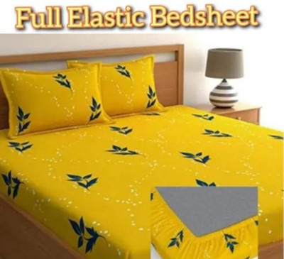 Arisha enterprises 240 TC Cotton Double Printed Fitted (Elastic) Bedsheet(Pack of 1, Multicolor)