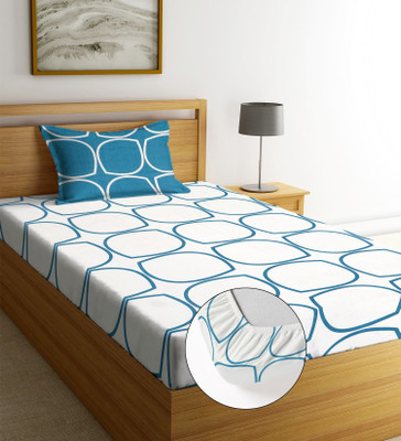 LATHWAL CRATIONS Cotton Single Fitted (Elastic) 244 TC Printed Bedsheet(Pack of 1, Bedsheet, 53)
