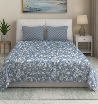 CARLTON LONDON Microfiber King Flat 180 TC Printed Bedsheet(Pack of 1, Set-1+2 Size- 100X108 Inches (254 Cm X 270 Cm))