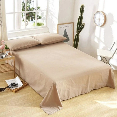 BEVI 280 TC Microfiber Single Solid Flat Bedsheet(Pack of 1, Beige)