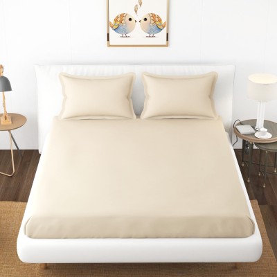 BEVI 144 TC Microfiber Single Solid Fitted (Elastic) Bedsheet(Pack of 1, Ivory)