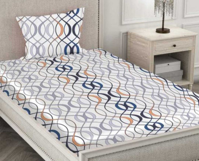 OLDENNA Cotton Single Fitted (Elastic) 230 TC Printed Bedsheet(Pack of 1, Multicolor)