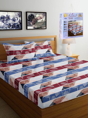 Fabinaliv 300 TC Polycotton King Floral Fitted (Elastic) Bedsheet(Pack of 1, Multicolor)
