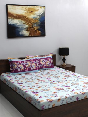 Bombay Dyeing 110 TC Cotton Queen Floral Flat Bedsheet(Pack of 1, Multicolor 2)