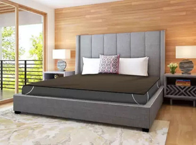 AG Creations 200 TC Polyester Double Solid Fitted (Elastic) Bedsheet(Pack of 1, Brown)
