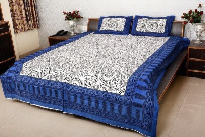 PETROSOLY 144 TC Cotton Double Printed Flat Bedsheet(Pack of 1, Multicolor)