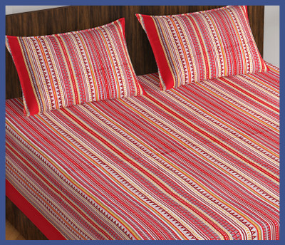 JAIPUR PRINTS Cotton Double Flat 240 TC Jaipuri Prints Bedsheet(Pack of 1, Red)