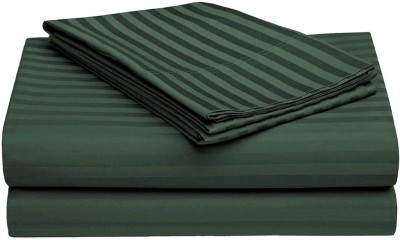 SilverWeave 300 TC Microfiber King Striped Flat Bedsheet(Pack of 1, Green)