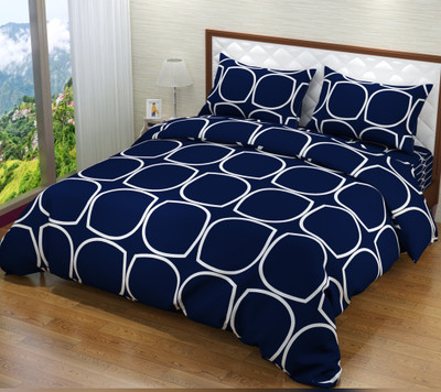 Aciloc Polycotton Double Flat 180 TC Printed Bedsheet(Pack of 1, Blue)