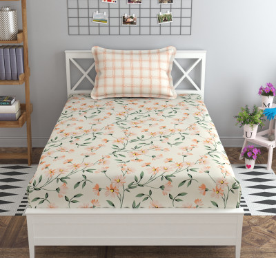 Mafatlal 180 TC Microfiber Single Abstract Flat Bedsheet(Pack of 1, Beige)