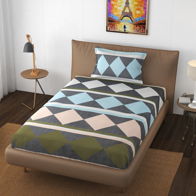HIDECOR 250 TC Polycotton Single Geometric Flat Bedsheet(Pack of 1, Multicolor)