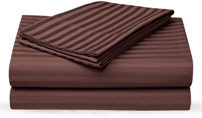 rivek Polycotton Double Flat 260 TC Striped Bedsheet(Pack of 1, Brown)