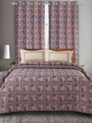 Saral Home 155 TC Cotton Double Self Design Flat Bedsheet(Pack of 1, Blue)