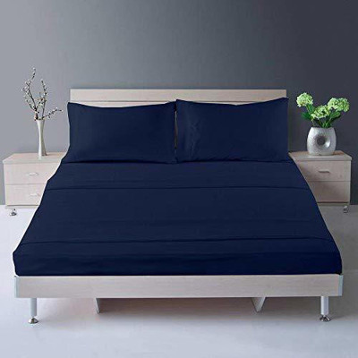Bhumi Impex Cotton Single Flat 400 TC Solid Bedsheet(Pack of 1, Navy Blue)
