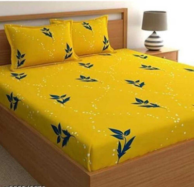 WIGGLY 220 TC Microfiber King Printed Fitted (Elastic) Bedsheet(Pack of 1, Multicolor)