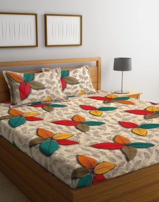 PLEDGE CREATIONS 240 TC Cotton King Floral Flat Bedsheet(Pack of 1, Multicolor)
