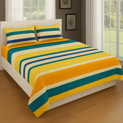 OLDENNA Cotton King Flat 250 TC Abstract Bedsheet(Pack of 1, MULTICOLOR 9)