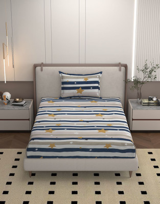 BELVOSTUM Microfiber Single Flat 160 TC Checkered Bedsheet(Pack of 1, Blue)
