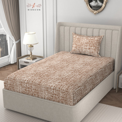 HIDECOR 280 TC Microfiber Single Printed Flat Bedsheet(Pack of 1, Cream)