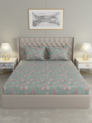 Raymond Home 110 TC Microfiber Double Floral Flat Bedsheet(Pack of 1, Flat)