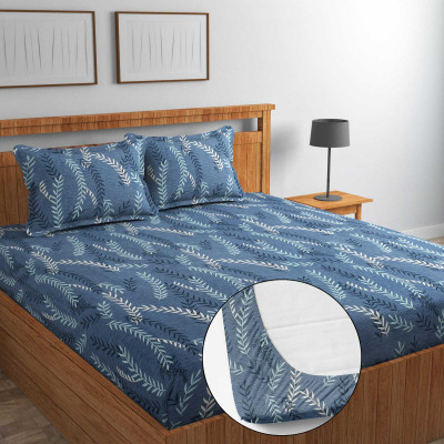 TEXIVA Cotton King Fitted (Elastic) 210 TC Self Design Bedsheet(Pack of 1, Multicolor)