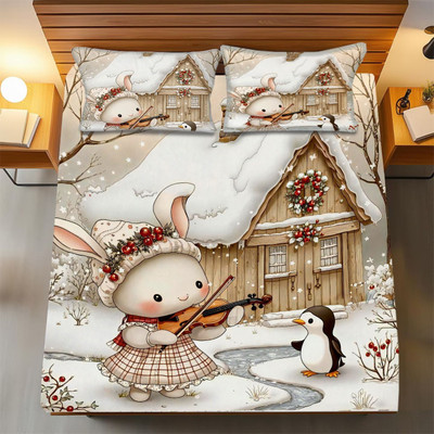 Moonroof Cotton Double Fitted (Elastic) 295 TC Cartoon Bedsheet(Pack of 1, 7d_Bedsheet_Premium_Cat)