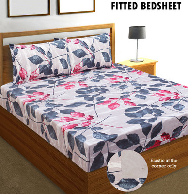61% OFF on Good Homes 120 TC Microfiber Double Floral Fitted (Elastic) Bedsheet(Pack of 1, Multicolor3)