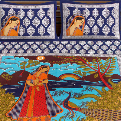 RAJDEVI JAIPUR PRINTS 228 TC Cotton Double, King 3D Printed Flat Bedsheet(Pack of 1, Red)