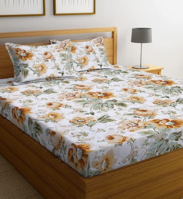 Kavya Creation 350 TC Polycotton King Printed Flat Bedsheet(Pack of 1, Multicolor)