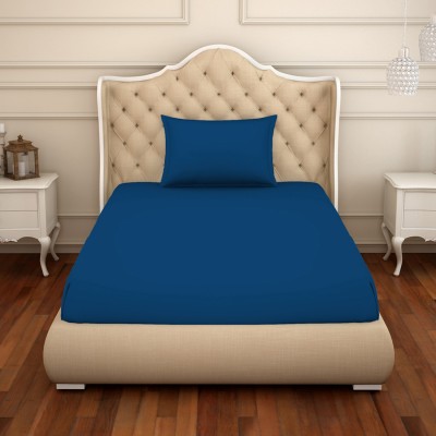 Welspun 150 TC Cotton Single Solid Flat Bedsheet(Pack of 1, Dark Blue)